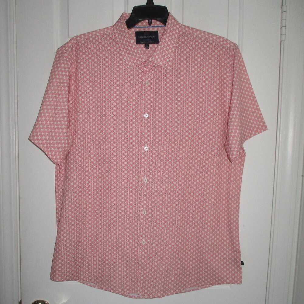 Nickle & Iron Mens S/S Salmon Pink Stretch Casual Shirt NWOT - Size XL